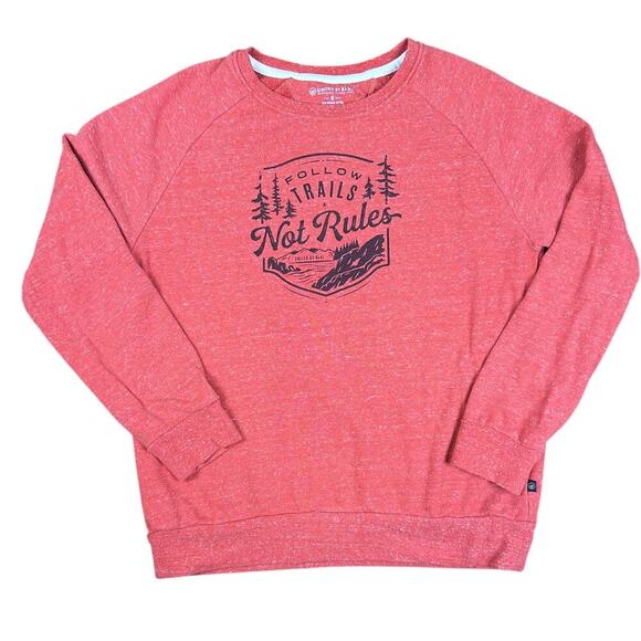 United By Blue Tops - United By Blue Crewneck Pullover Orange Red Follow Trails Not Rules Small Top